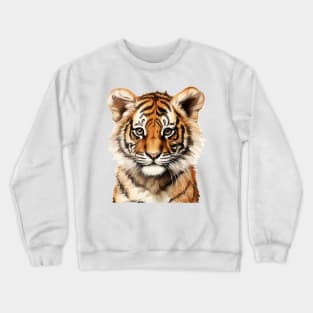 Watercolor Portrait of a Little Tiger Crewneck Sweatshirt